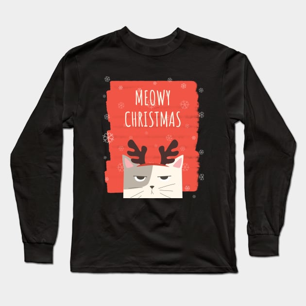 meowy christmas Long Sleeve T-Shirt by natashawilona